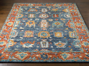 Marrakech MRK-2303 8' x 10' Handmade Rug MRK2303-810  Burnt Orange, Dusty Coral, Rust, Dark Blue, Mustard, Denim Surya