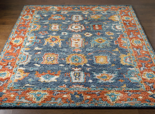 Marrakech MRK-2303 8' x 10' Handmade Rug MRK2303-810  Burnt Orange, Dusty Coral, Rust, Dark Blue, Mustard, Denim Surya