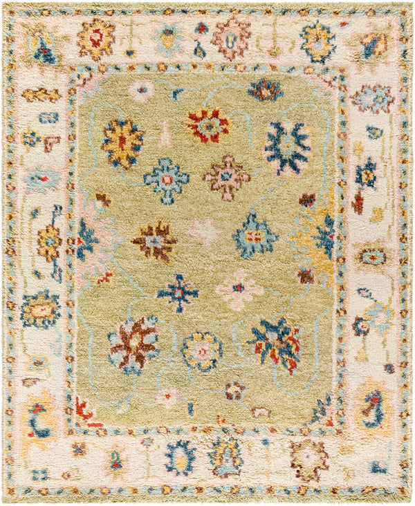 Marrakech MRK-2307 8' x 10' Handmade Rug MRK2307-810  Light Sage, Dark Blue, Pale Blue, Light Pink, Dark Brown, Rust Surya