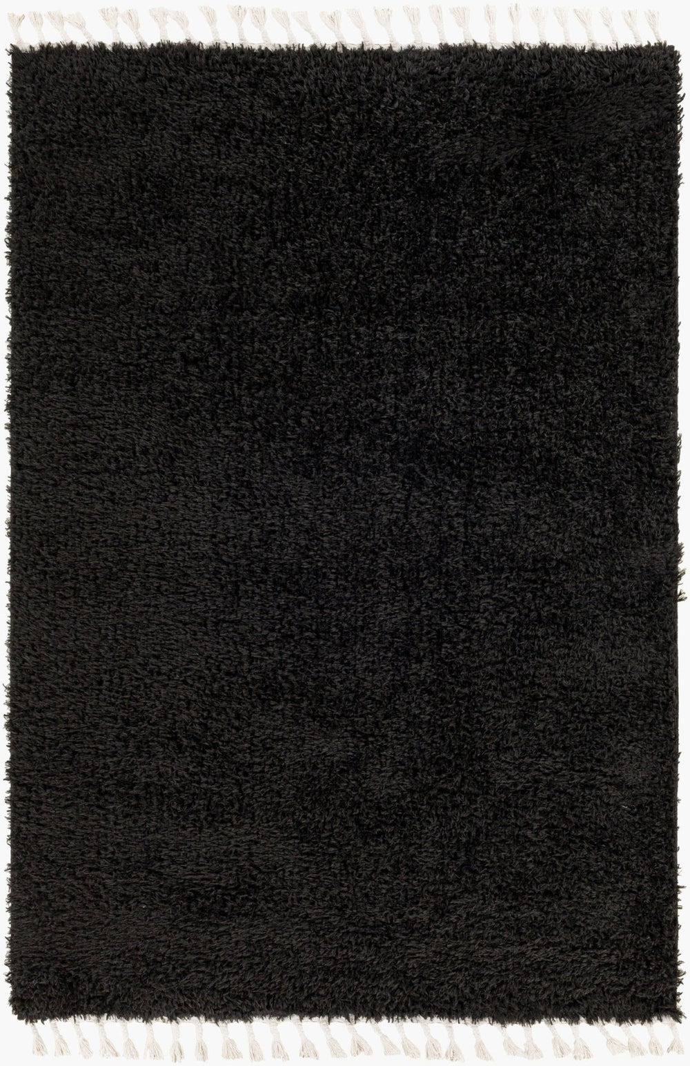 Livabliss Merino Bohemian Global Pattern Polyester Area Rug with Fringe Accent for Entryway or Bedroom Black, Cream 4'4" x 6'5" MRO2300-4464
