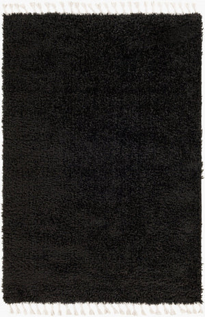Livabliss Merino Bohemian Global Pattern Polyester Area Rug with Fringe Accent for Entryway or Bedroom Black, Cream 4'4" x 6'5" MRO2300-4464
