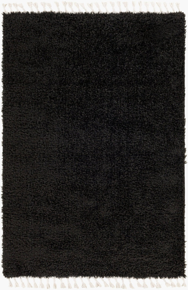 Livabliss Merino Bohemian Global Pattern Polyester Area Rug with Fringe Accent for Entryway or Bedroom Black, Cream 4'4" x 6'5" MRO2300-4464