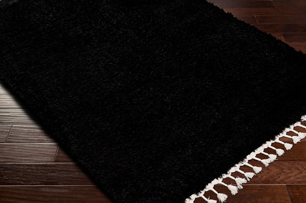 Livabliss Merino Bohemian Global Pattern Polyester Area Rug with Fringe Accent for Entryway or Bedroom Black, Cream 4'4" x 6'5" MRO2300-4464