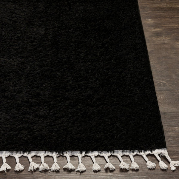 Livabliss Merino Bohemian Global Pattern Polyester Area Rug with Fringe Accent for Entryway or Bedroom Black, Cream 4'4" x 6'5" MRO2300-4464