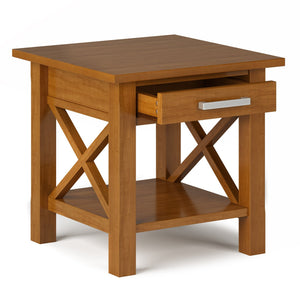 English Elm Kitchener End Table - Handcrafted Light Golden Brown With Storage, Modern Design & Durable Wood B136P158762