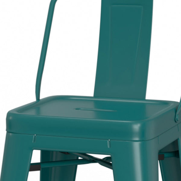 English Elm Rayne - Set Of 2 Teal Blue Metal Counter Stools With Curved Back - Stylish & Durable For Any Space B136P159484-GIGA