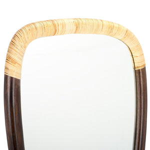 Safavieh Rupa, 23 Inch, Dark Walnut/Natural, Mango Wood/Cane/Mdf Mirror MRR4002A