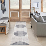 Nourison Astra Machine Washable ASW03 Machine Made Power-loomed Borderless Design Indoor Only Mid-Century Modern Scandinavian Rug Ivory Blue, Ivory Blue 100% Polyester 99446119858