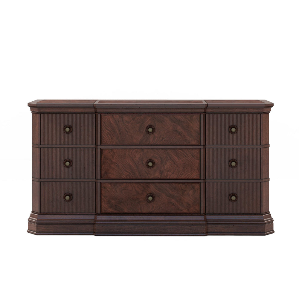 A.R.T. Furniture Revival Traditional Dresser In Napa Mahogany - 9 Drawers, Hidden Storage, Elegant Design & Craftsmanship Brown Rubberwood Solids,Quarter Mahogany Veneer,Resin,Metal 328131-1730