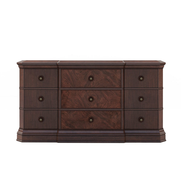 A.R.T. Furniture Revival Traditional Dresser In Napa Mahogany - 9 Drawers, Hidden Storage, Elegant Design & Craftsmanship Brown Rubberwood Solids,Quarter Mahogany Veneer,Resin,Metal 328131-1730