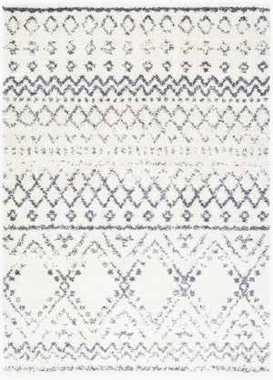 Livabliss Maroc Shag Plush Polypropylene Rug Moroccan Bohemian Accent for Entryway or Bedroom White, Gray 5'3" x 7'3" MRS2301-5373