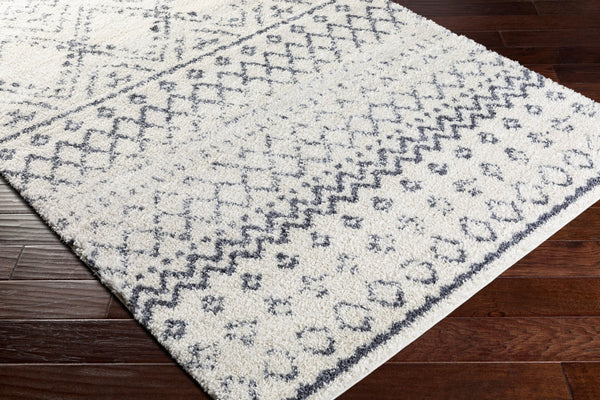 Livabliss Maroc Shag Plush Polypropylene Rug Moroccan Bohemian Accent for Entryway or Bedroom White, Gray 5'3" x 7'3" MRS2301-5373