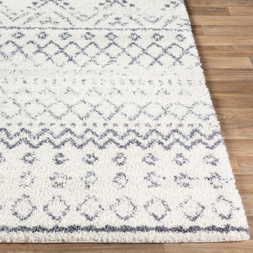 Livabliss Maroc Shag Plush Polypropylene Rug Moroccan Bohemian Accent for Entryway or Bedroom White, Gray 5'3" x 7'3" MRS2301-5373