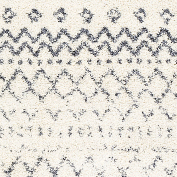 Livabliss Maroc Shag Plush Polypropylene Rug Moroccan Bohemian Accent for Entryway or Bedroom White, Gray 5'3" x 7'3" MRS2301-5373