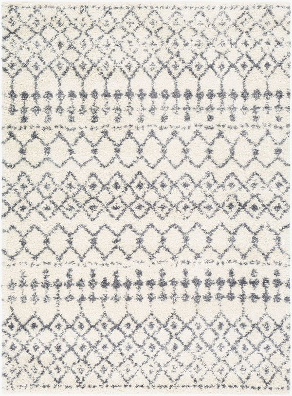 Livabliss Maroc Shag Moroccan Geometric High Pile Polypropylene Rug for Living Bedroom Decor Gray, White 5'3" x 7'3" MRS2310-5373
