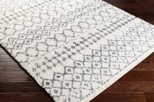 Livabliss Maroc Shag Moroccan Geometric High Pile Polypropylene Rug for Living Bedroom Decor Gray, White 5'3" x 7'3" MRS2310-5373