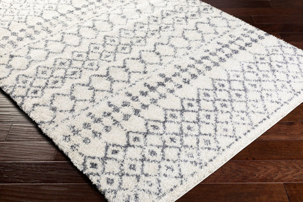 Livabliss Maroc Shag Moroccan Geometric High Pile Polypropylene Rug for Living Bedroom Decor Gray, White 5'3" x 7'3" MRS2310-5373