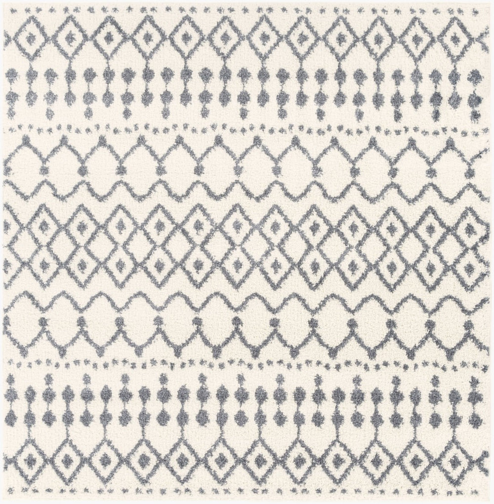 Livabliss Maroc Shag Moroccan Geometric High Pile Polypropylene Rug for Living Bedroom Decor Gray, White 6'7" x 6'7" Square MRS2310-67SQ