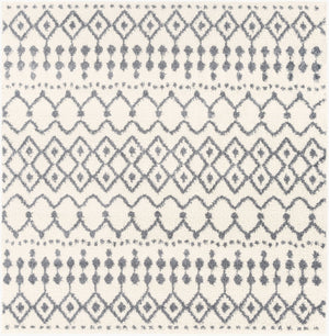 Livabliss Maroc Shag Moroccan Geometric High Pile Polypropylene Rug for Living Bedroom Decor Gray, White 6'7" x 6'7" Square MRS2310-67SQ