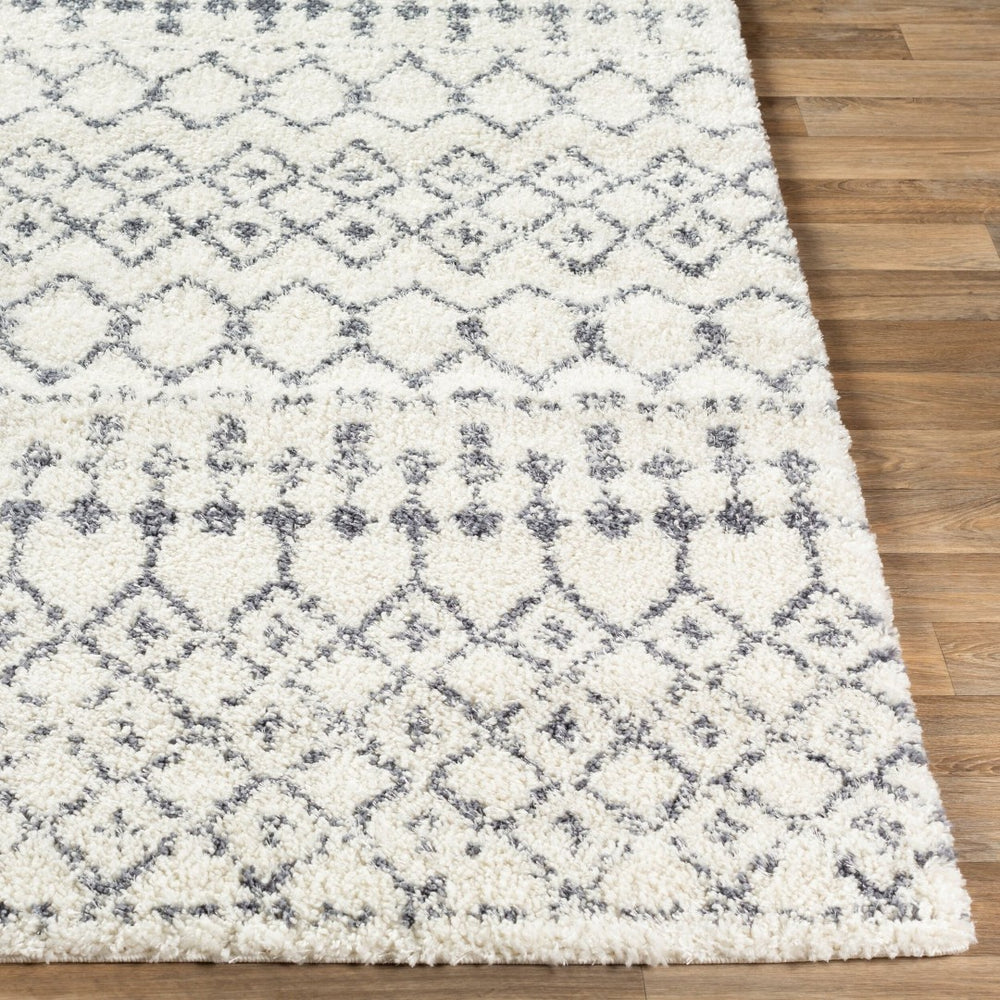 Livabliss Maroc Shag Moroccan Geometric High Pile Polypropylene Rug for Living Bedroom Decor Gray, White 6'7" x 6'7" Square MRS2310-67SQ