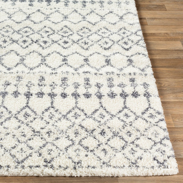 Livabliss Maroc Shag Moroccan Geometric High Pile Polypropylene Rug for Living Bedroom Decor Gray, White 5'3" x 7'3" MRS2310-5373