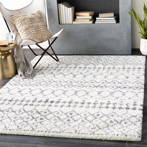 Livabliss Maroc Shag Moroccan Geometric High Pile Polypropylene Rug for Living Bedroom Decor Gray, White 5'3" x 7'3" MRS2310-5373