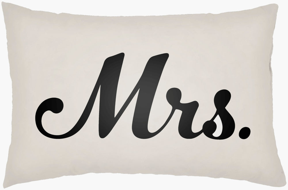 Livabliss Mr and Mrs Woven Lumbar Pillow Polyester Script Motif Accent for Sofa or Bed MRSS001-1422