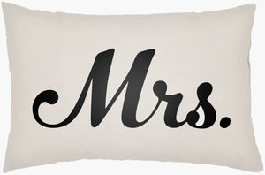 Livabliss Mr and Mrs Woven Lumbar Pillow Polyester Script Motif Accent for Sofa or Bed MRSS001-1422