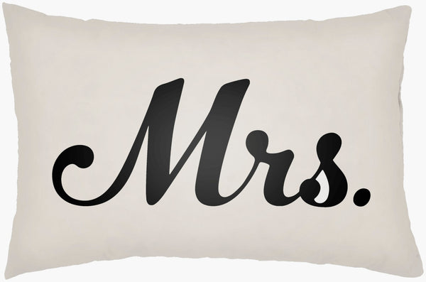 Livabliss Mr and Mrs Woven Lumbar Pillow Polyester Script Motif Accent for Sofa or Bed MRSS001-1422