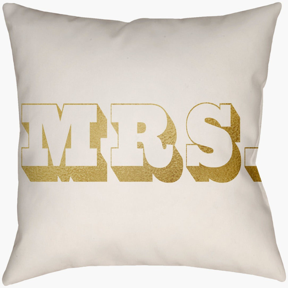 Livabliss Mr and Mrs Woven Typographic Accent Pillow Polyfill Square Sofa Bedroom Decor MRSS002-1616