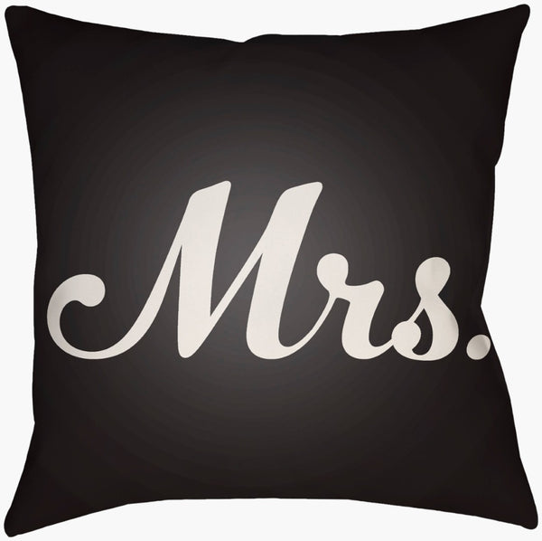 Livabliss Mr and Mrs Woven Typographic Accent Pillow Polyfill Square Decor for Bed or Loveseat MRSS003-1616