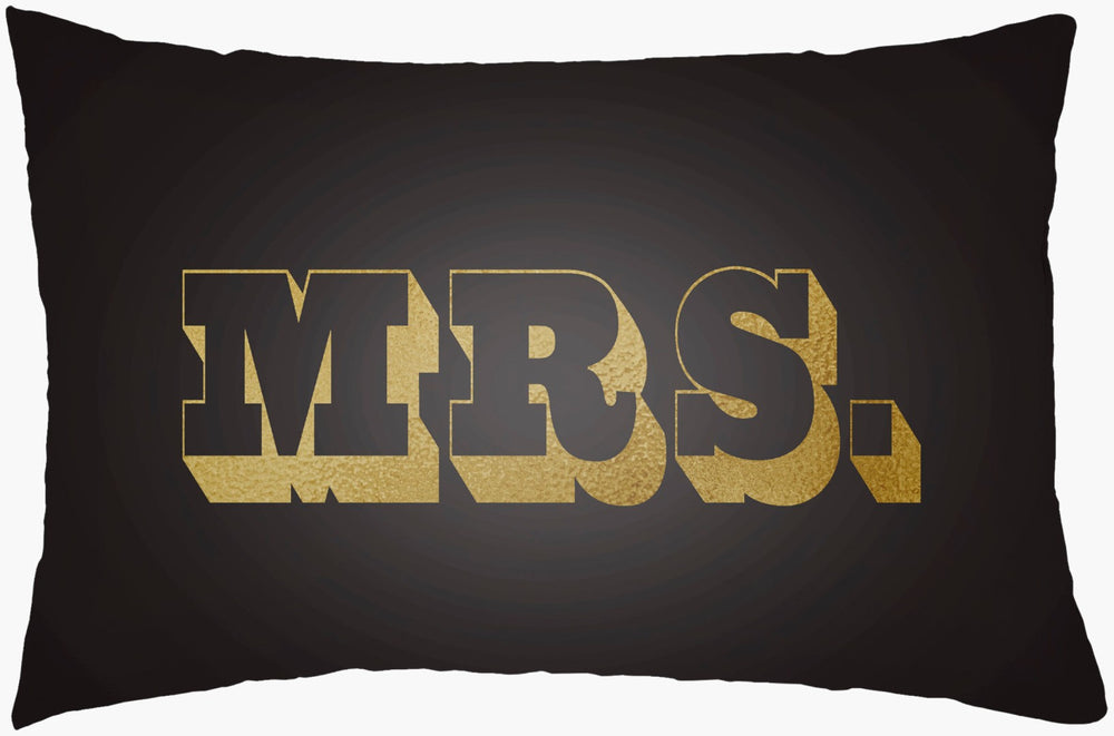 Livabliss Mr and Mrs Woven Polyester Lumbar Pillow Typographic Accent for Bed or Sofa MRSS004-1422