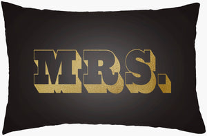 Livabliss Mr and Mrs Woven Polyester Lumbar Pillow Typographic Accent for Bed or Sofa MRSS004-1422