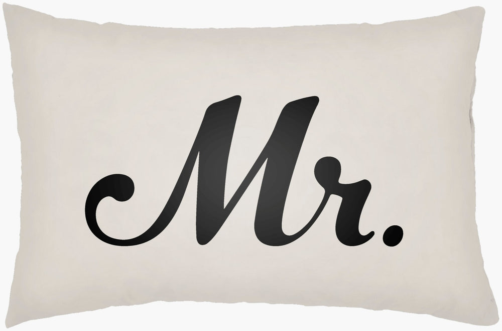 Livabliss Mr & Mrs Woven Polyester Lumbar Pillow Textured Graphic Accent for Sofa or Bed MRSS005-1422