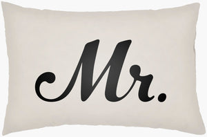 Livabliss Mr & Mrs Woven Polyester Lumbar Pillow Textured Graphic Accent for Sofa or Bed MRSS005-1422