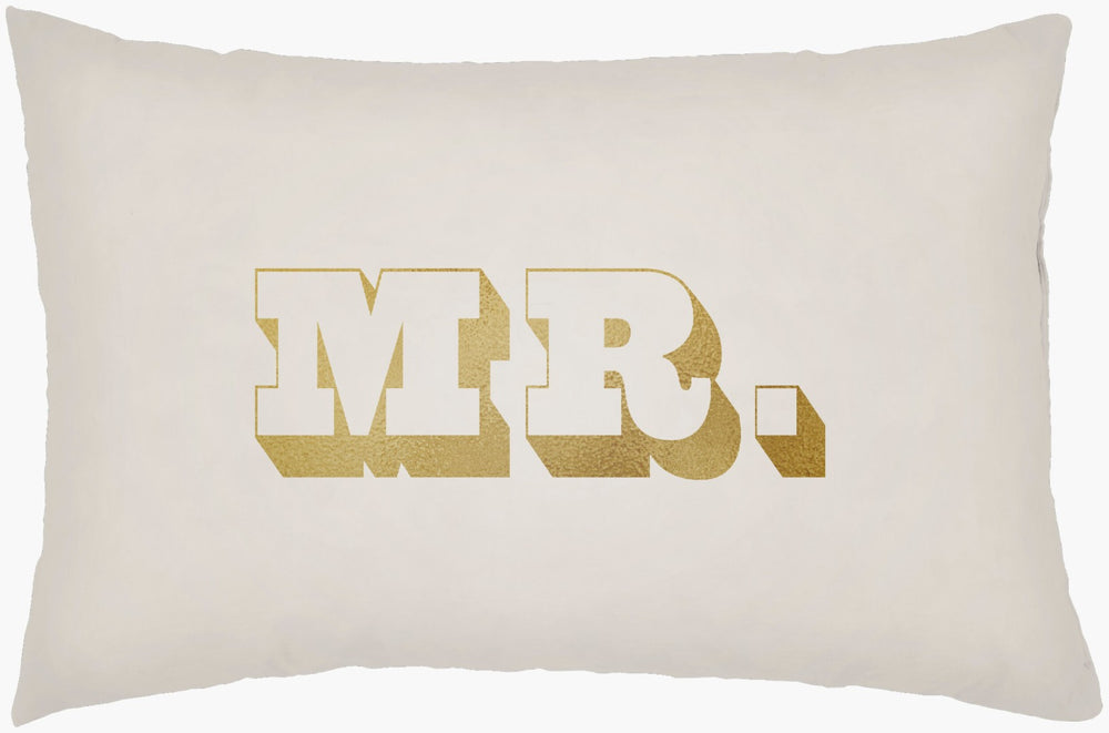 Livabliss Mr and Mrs Woven Polyester Lumbar Pillow Typographic Accent for Sofa or Bed MRSS006-1422