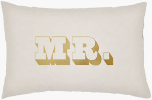Livabliss Mr and Mrs Woven Polyester Lumbar Pillow Typographic Accent for Sofa or Bed MRSS006-1422