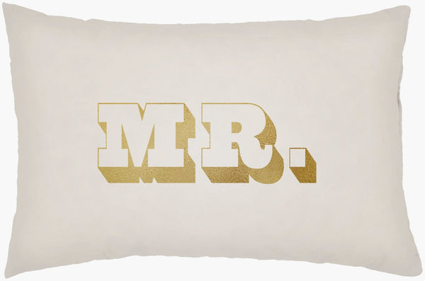 Livabliss Mr and Mrs Woven Polyester Lumbar Pillow Typographic Accent for Sofa or Bed MRSS006-1422