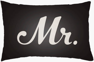 Livabliss Mr and Mrs Embroidered Lumbar Pillow Woven Polyester Accent for Sofa or Bedroom MRSS007-1422