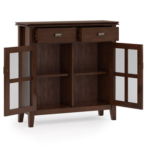 English Elm Artisan Entryway Storage Cabinet - Handcrafted Russet Brown With Adjustable Shelves & Antique Bronze Details B136P158419