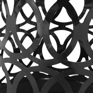 English Elm Outdoor Powder-coated Iron Nesting Accent Tables Set of 2 Laser-cut Circle Design Black 73606.00BLK