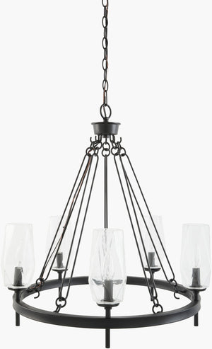 Livabliss Merivelle Metal and Glass Chandelier with Intricate Frame for Dining or Entryway MRVL-011