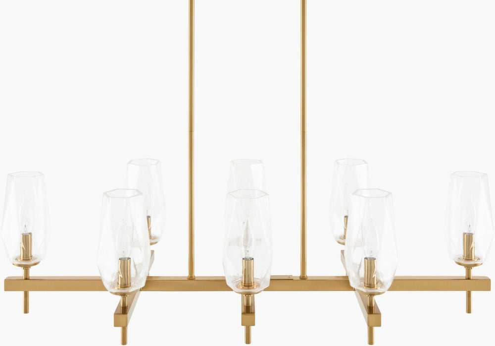 Livabliss Merivelle Linear Metal Glass Chandelier Low Profile Dining Room Traditional Overhead Light MRVL-018