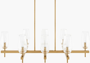 Livabliss Merivelle Linear Metal Glass Chandelier Low Profile Dining Room Traditional Overhead Light MRVL-018