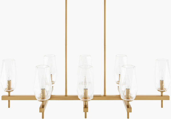 Livabliss Merivelle Linear Metal Glass Chandelier Low Profile Dining Room Traditional Overhead Light MRVL-018