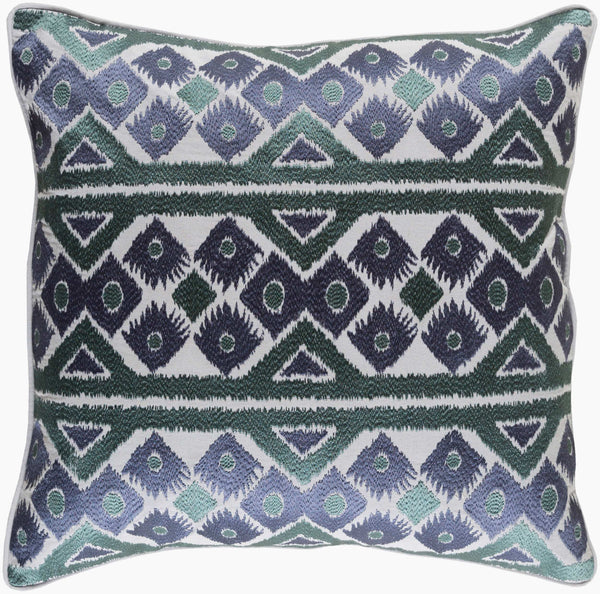 Surya Morowa 18" Cotton Accent Pillow - Elegant Home Decor, Soft Comfort, Unique Design For Any Room Teal Cotton,Cotton Mrw003-2222d