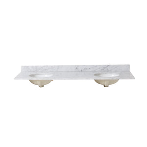 English Elm Christopher Knight Home® - 73'' Carrara White Marble Vanity Top with Dual Porcelain Undermount Sinks, Backsplash & 3-Hole Faucet Cutouts 65308.00