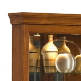 Mirrored 4 Shelf Corner Curio Cabinet in Golden Oak Brown Brown 20206 Pulaski Furniture