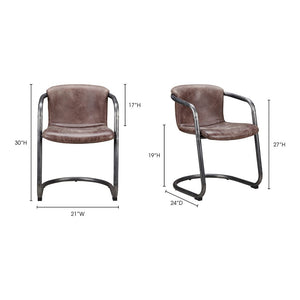Freeman Dining Chair Set of 2 - Stylish Industrial Design with Top Grain Leather and Iron Frame