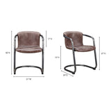 Freeman Dining Chair Set of 2 - Stylish Industrial Design with Top Grain Leather and Iron Frame